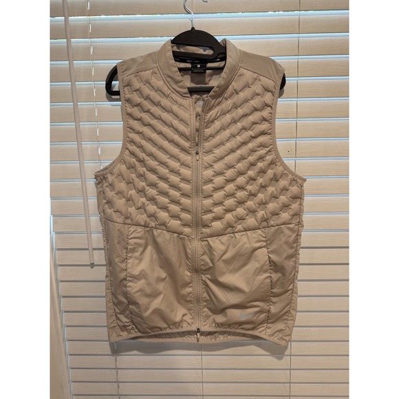 Nike Other - Nike Aeroloft Men's Golf Vest Size L Lightweight Quilted Down Puffer Tan
